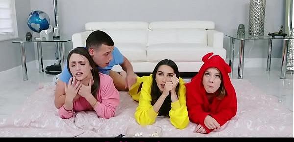 Natalia Nix Invites Her Two Best Friends Over For Movie Night Then Her Stepbro Fucks Them